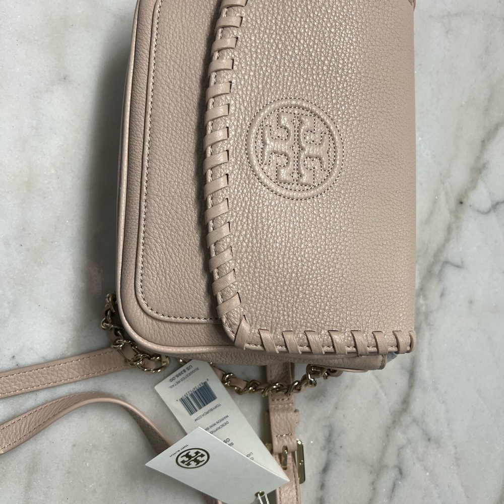 Tory Burch Marion Mini Bag in light oak. BNWT